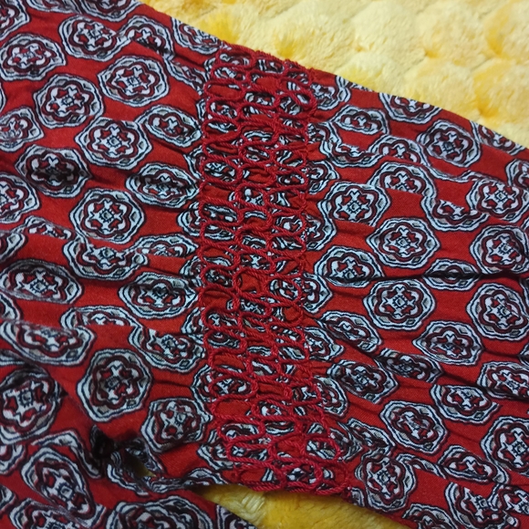 Umgee Red and Blue Geometric Dress. - Picture 4 of 5